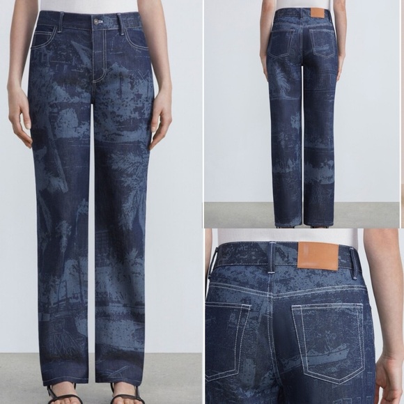 NWOT Lafayette 148 New York Postcards Laser Print York Denim Jeans 27​​ - Picture 2 of 13